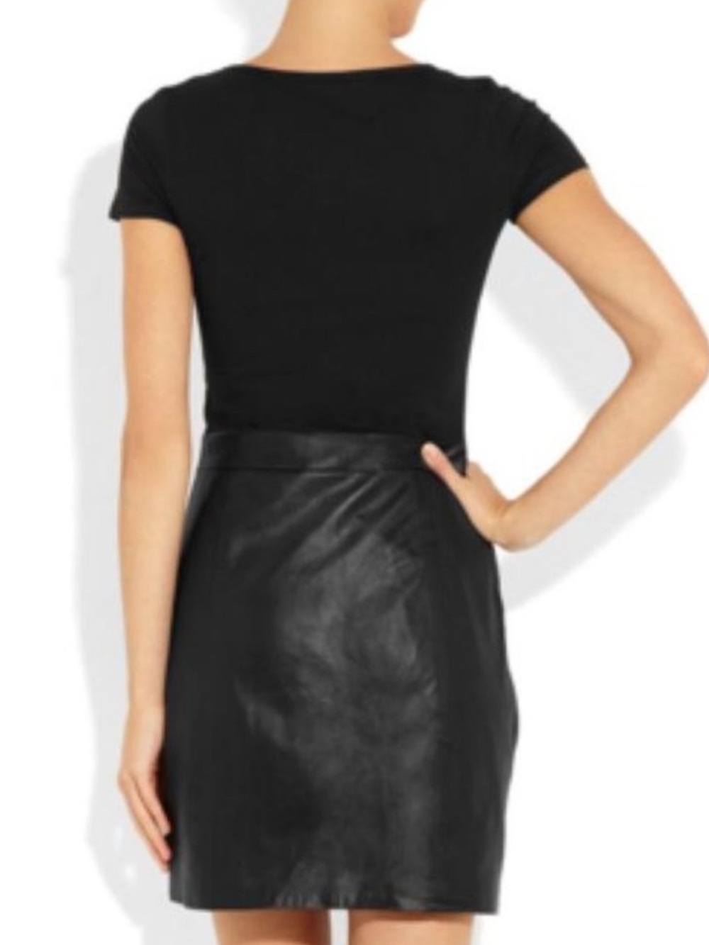 Theory Solara Black Leather/Knit Dress - Picture 3 of 13